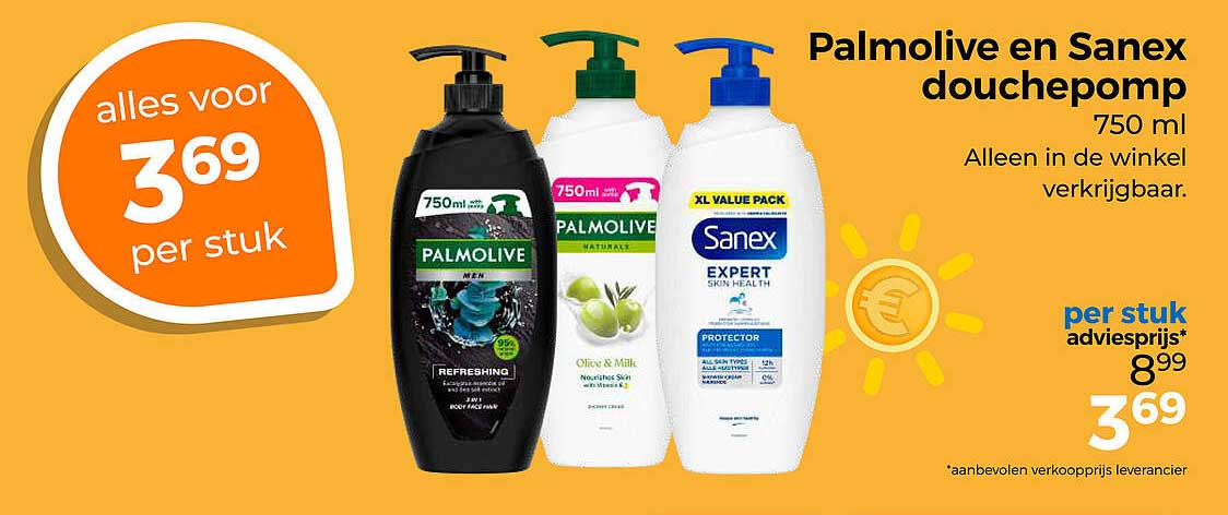 Palmolive en Sanex douchepomp 750 ml