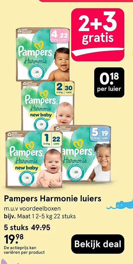 Pampers Harmonie luiers 2+3 gratis