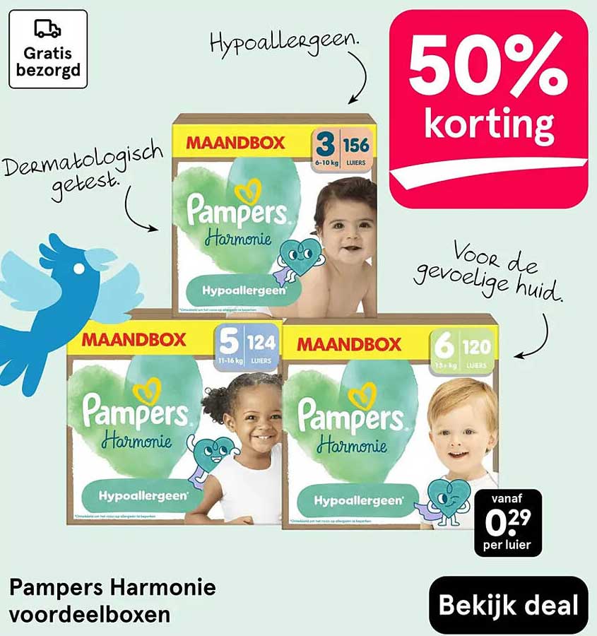 Pampers Harmonie voordeelboxen 50% korting