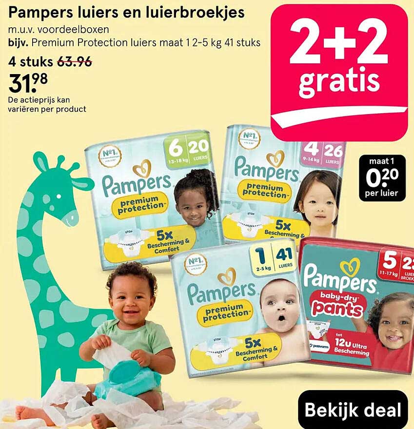 Pampers luiers en luierbroekjes 2+2 gratis