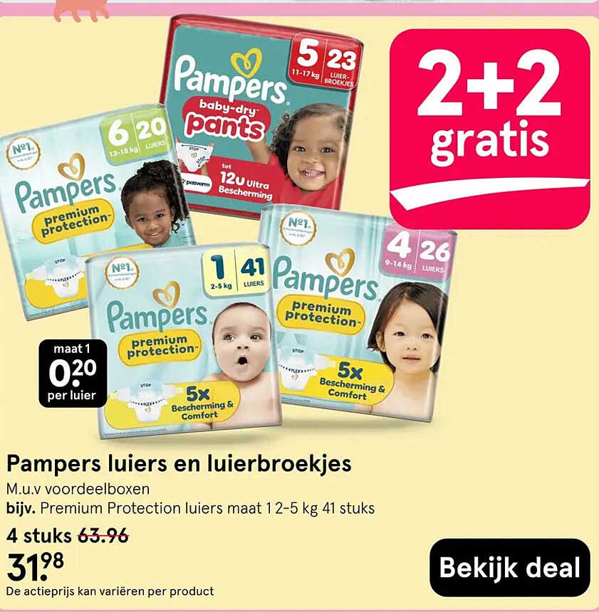 Pampers luiers en luierbroekjes 2+2 gratis