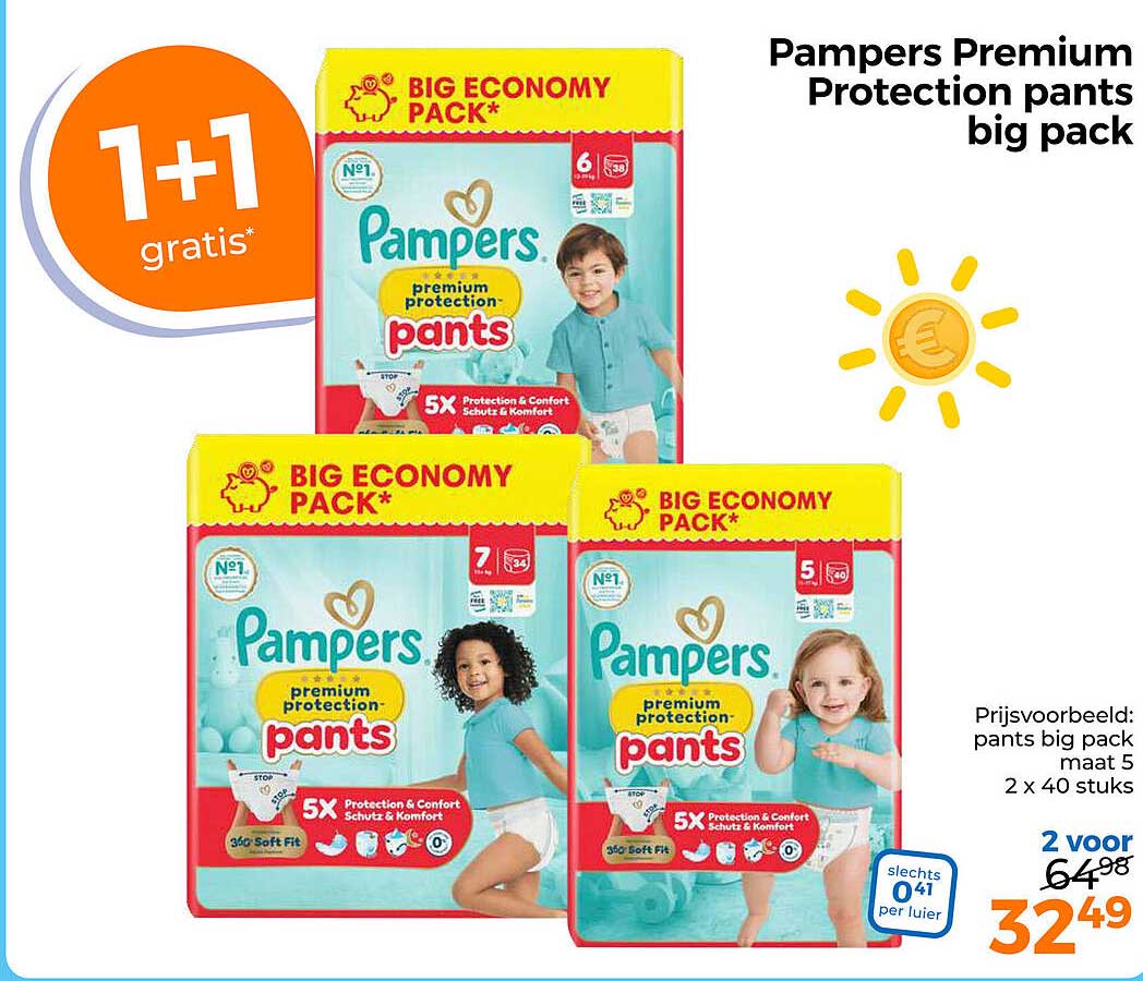 Pampers Premium Protection pants big pack 1+1 gratis