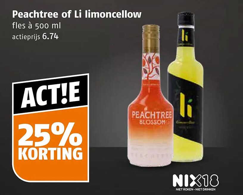 Peachtree of Li limoncellow fles à 500 ml 25% KORTING