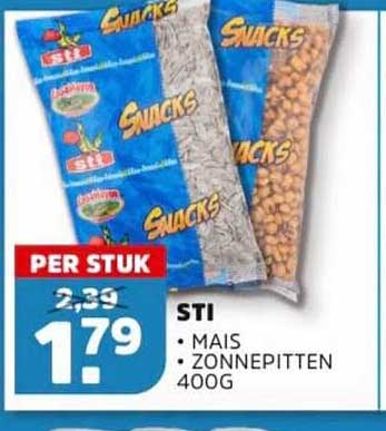 PER STUK STI • MAIS • ZONNEPITTEN 400G