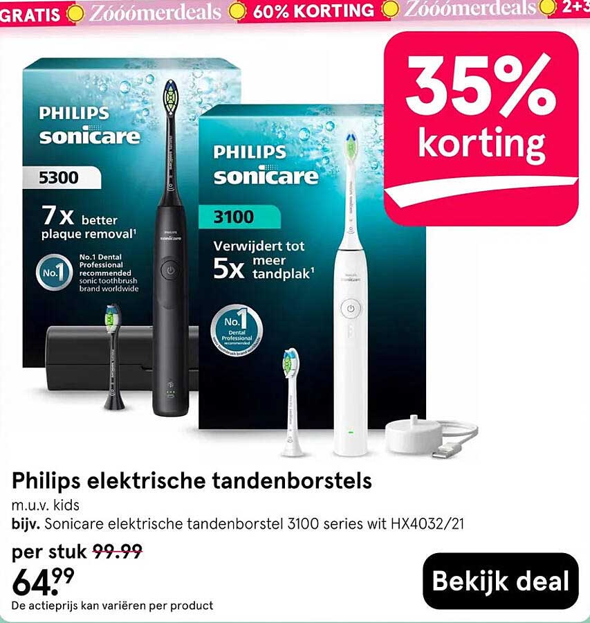Philips elektrische tandenborstels 35% korting