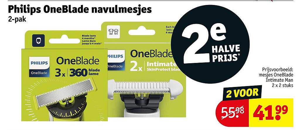 Philips OneBlade navulmesjes 2-pak 2e halve prijs