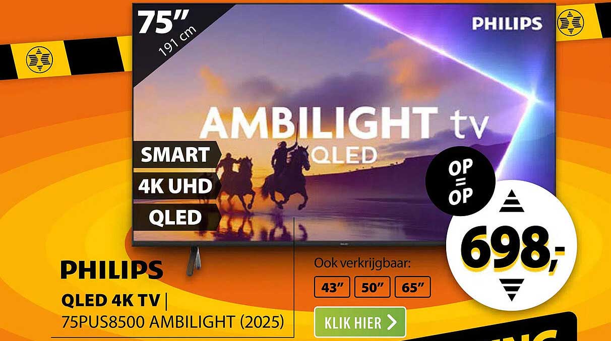 PHILIPS QLED 4K TV 75PUS8500 AMBILIGHT (2025)