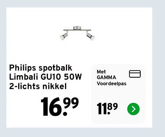 Philips spotbalk Limbali GU10 50W 2-lichts nikkel