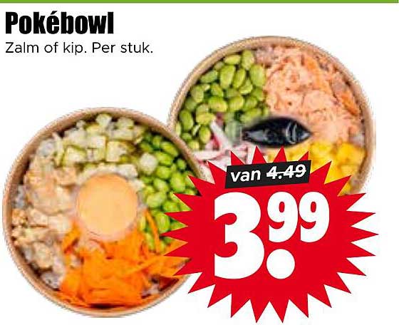 Pokébowl Zalm of kip. Per stuk.