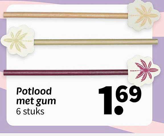 Potlood met gum 6 stuks