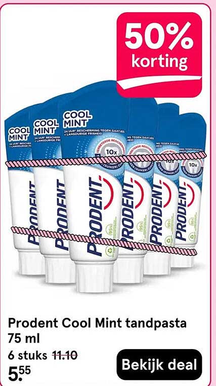 Prodent Cool Mint tandpasta 75 ml 6 stuks 50% korting