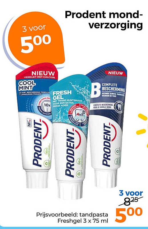 Prodent mond-verzorging 3 voor 500