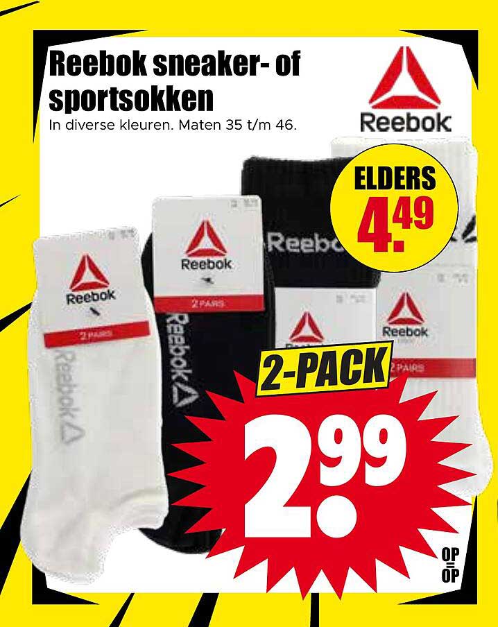 Reebok sneaker- of sportsokken 2-PACK