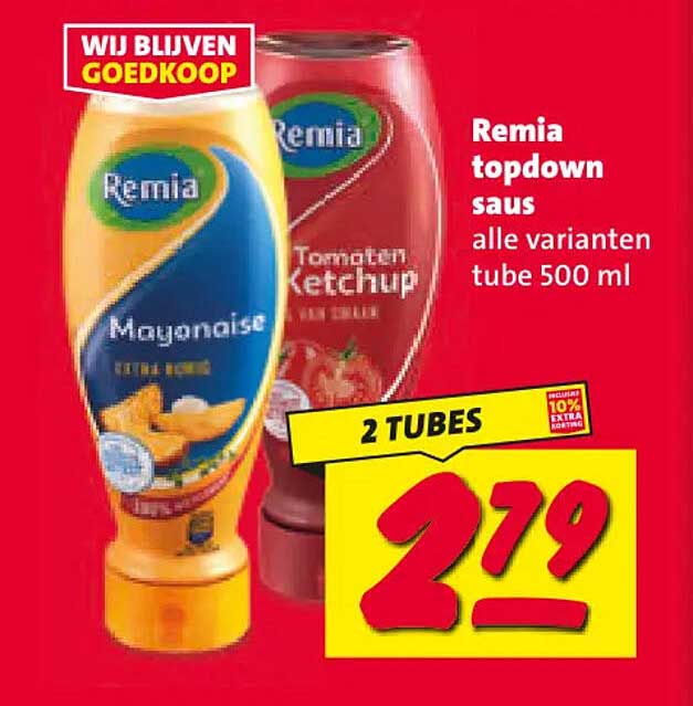 Remia topdown saus alle varianten tube 500 ml 2 TUBES