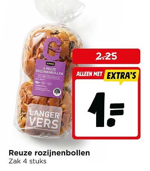 Reuze rozijnenbollen Zak 4 stuks