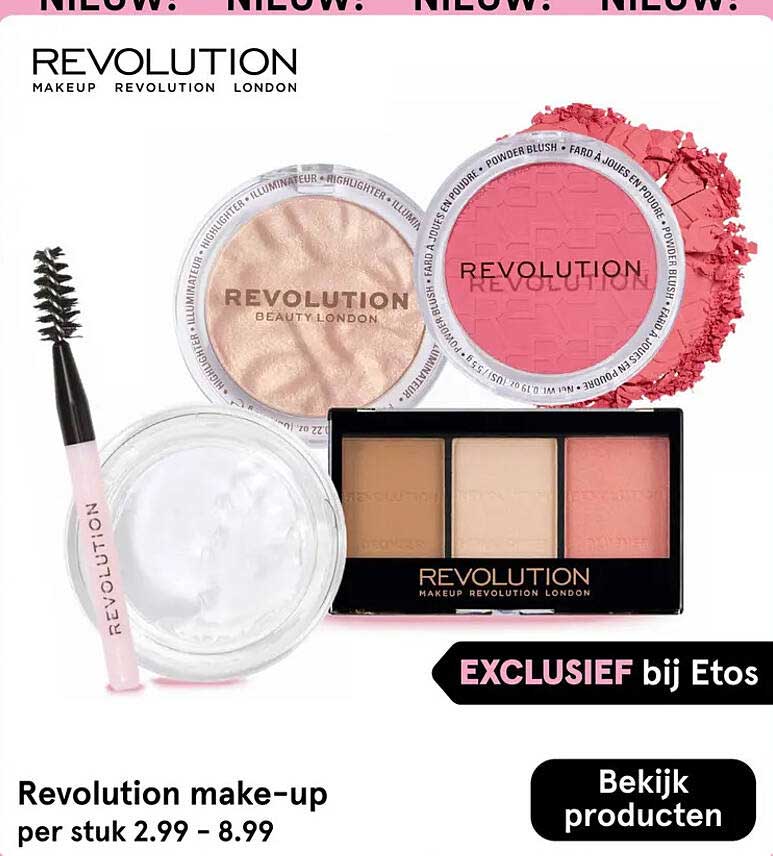 Revolution make-up per stuk 2.99 - 8.99