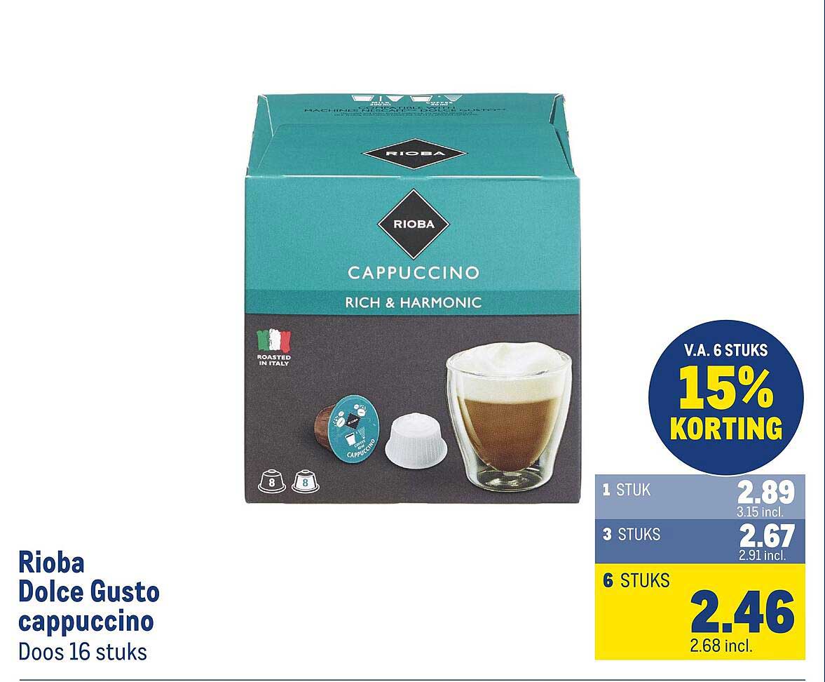 Rioba Dolce Gusto cappuccino Doos 16 stuks V.A. 6 STUKS 15% KORTING