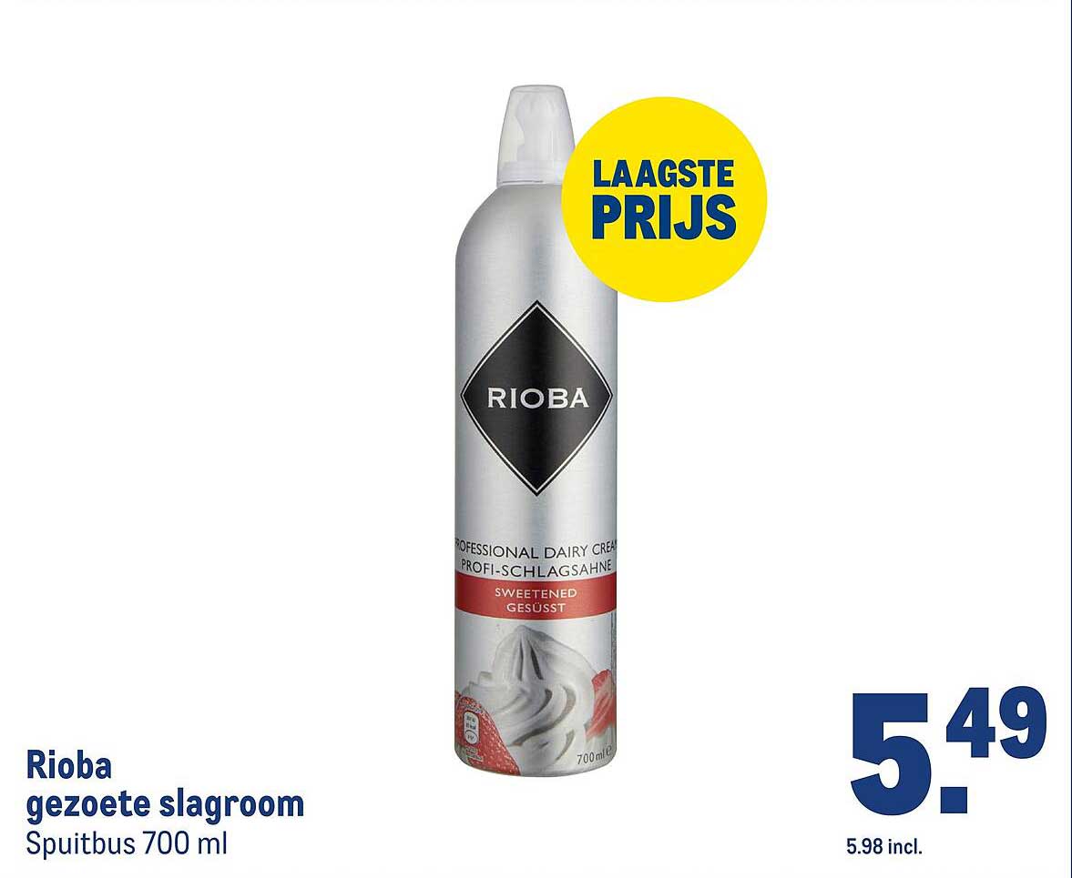 Rioba gezoete slagroom Spuitbus 700 ml