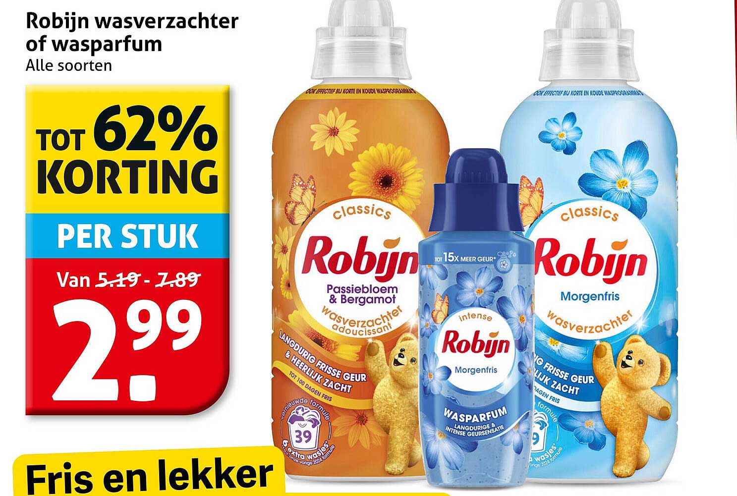 Robijn wasverzachter of wasparfum Alle soorten TOT 62% KORTING PER STUK
