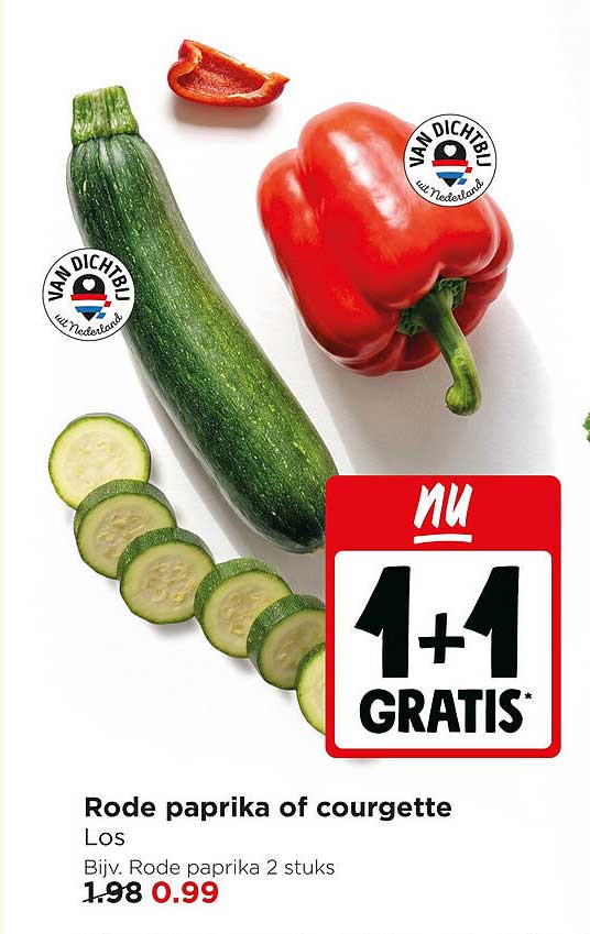 Rode paprika of courgette Los 1+1 gratis