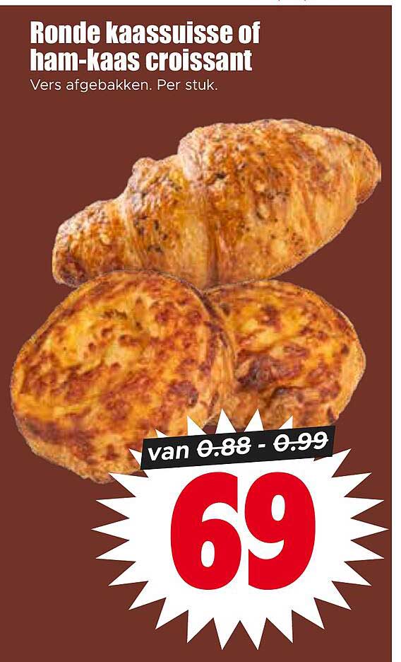 Ronde kaassuisse of ham-kaas croissant