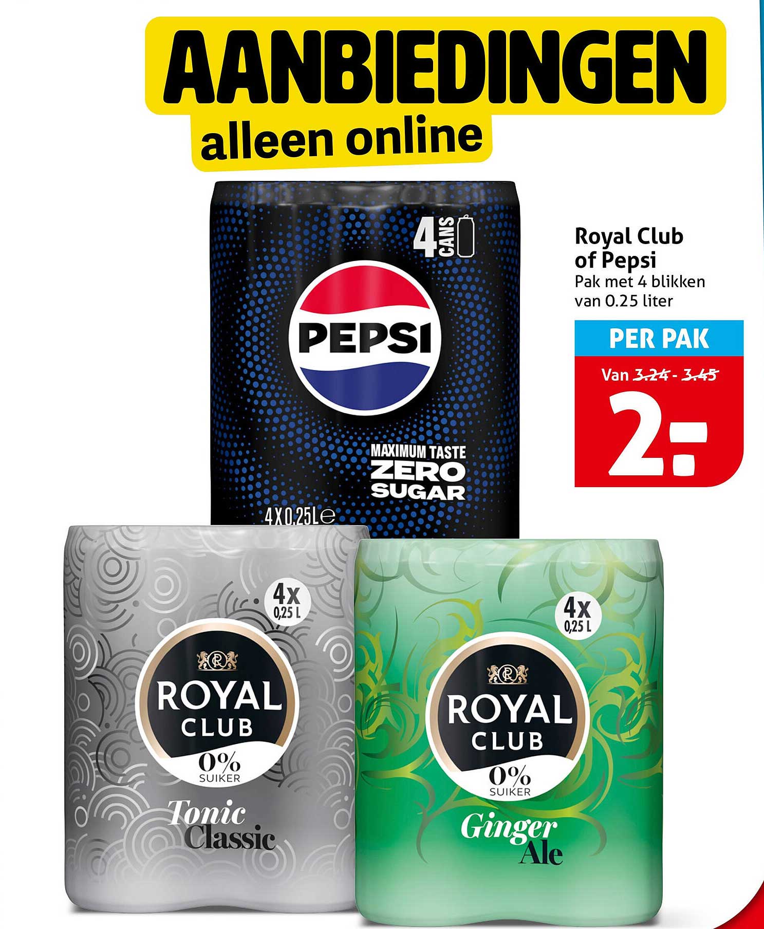 Royal Club of Pepsi Pak met 4 blikken van 0.25 liter