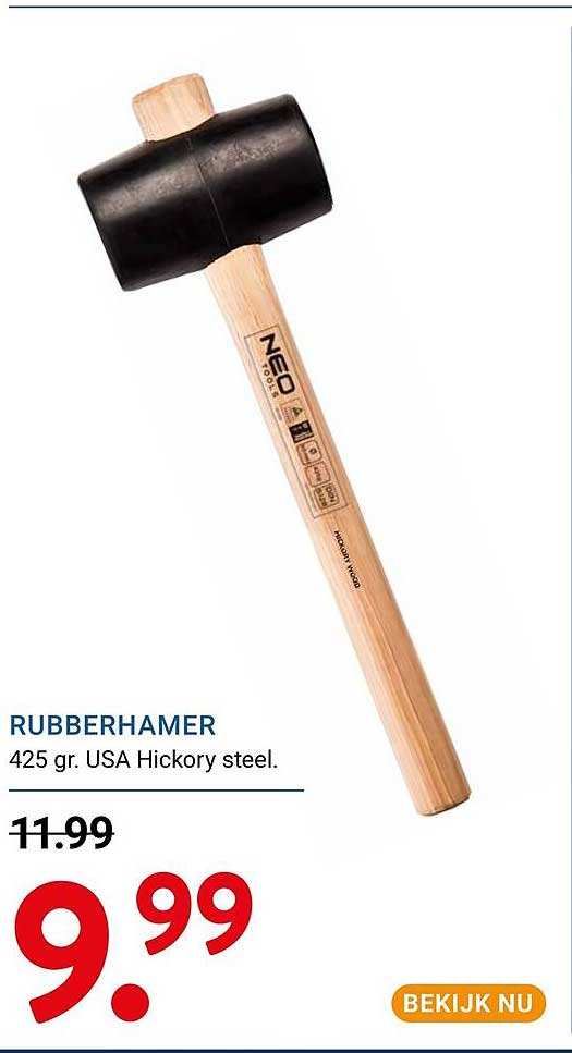 RUBBERHAMER 425 gr. USA Hickory steel.