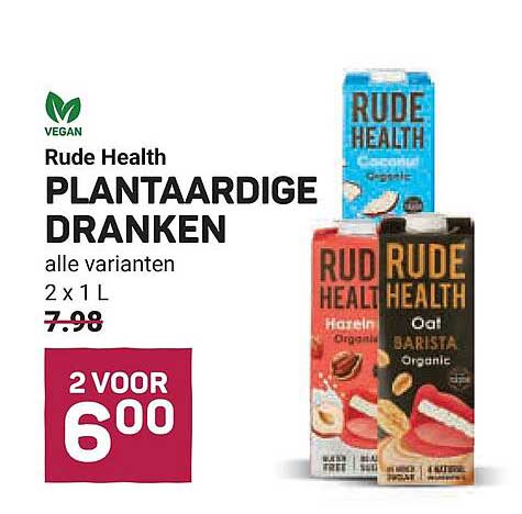 Rude Health PLANTAARDIGE DRANKEN alle varianten 2 x 1 L