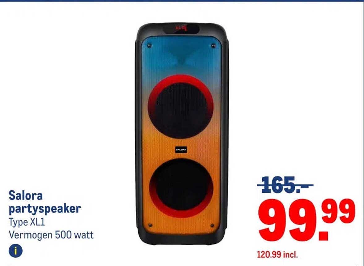 Salora partyspeaker Type XL1 Vermogen 500 watt