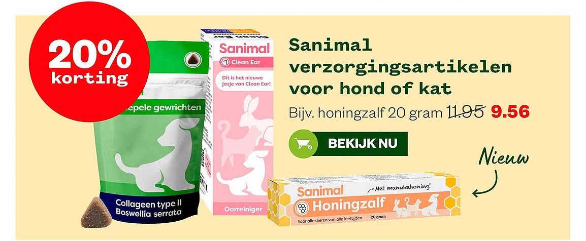 Sanimal verzorgingsartikelen voor hond of kat