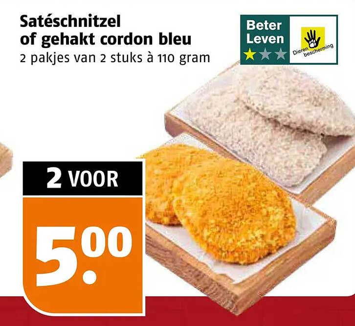 Satéschnitzel of gehakt cordon bleu