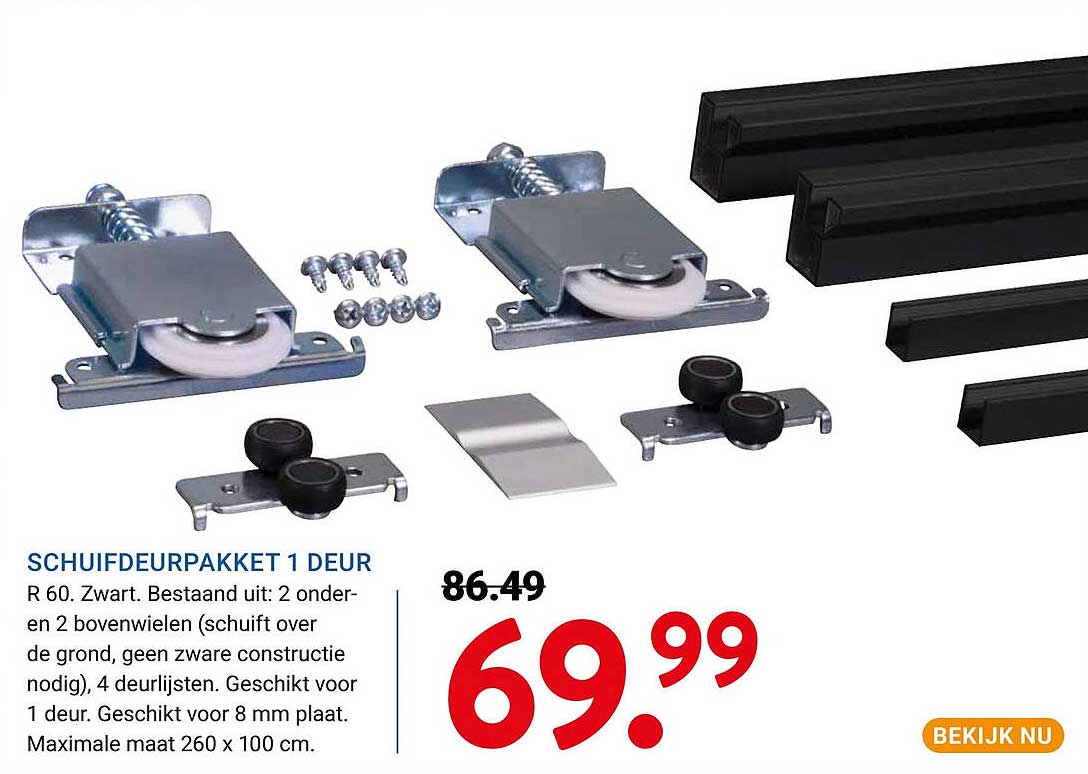 SCHUIFDEURPAKKET 1 DEUR