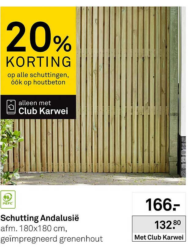 Schutting Andalusië 20% korting op alle schuttingen, óók op houtbeton