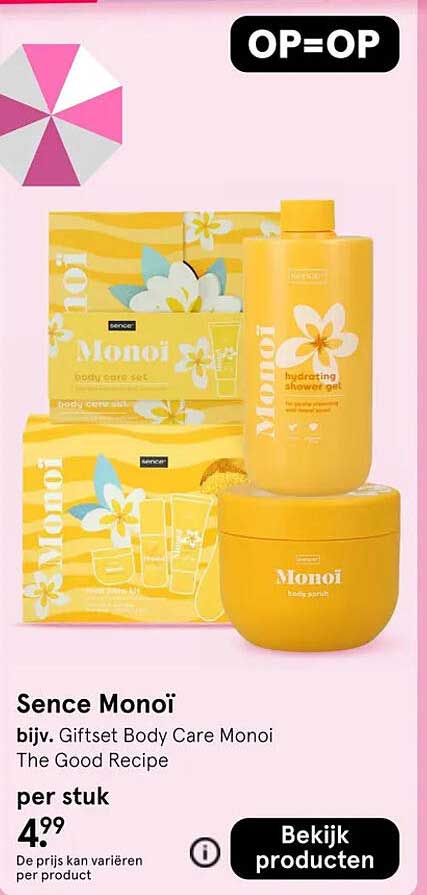 Sence Monoi bijv. Giftset Body Care Monoi The Good Recipe per stuk OP=OP