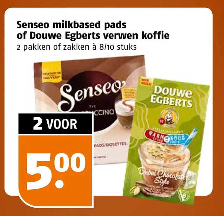 Senseo milkbased pads of Douwe Egberts verwen koffie 2 pakken of zakken à 8/10 stuks