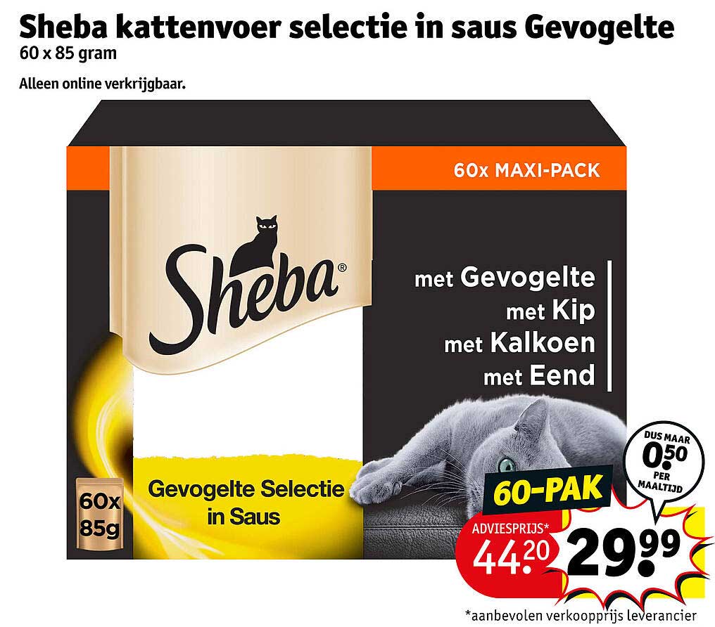 Sheba kattenvoer selectie in saus Gevogelte 60 x 85 gram
