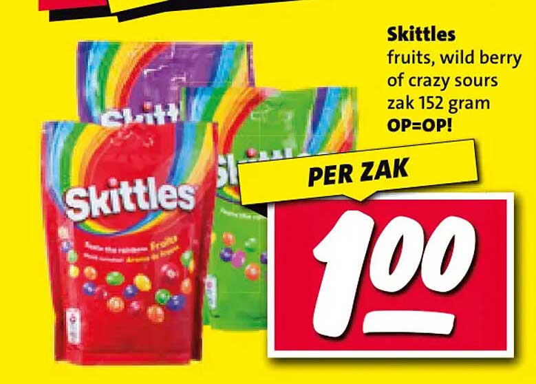Skittles fruits, wild berry of crazy sours zak 152 gram OP=OP!