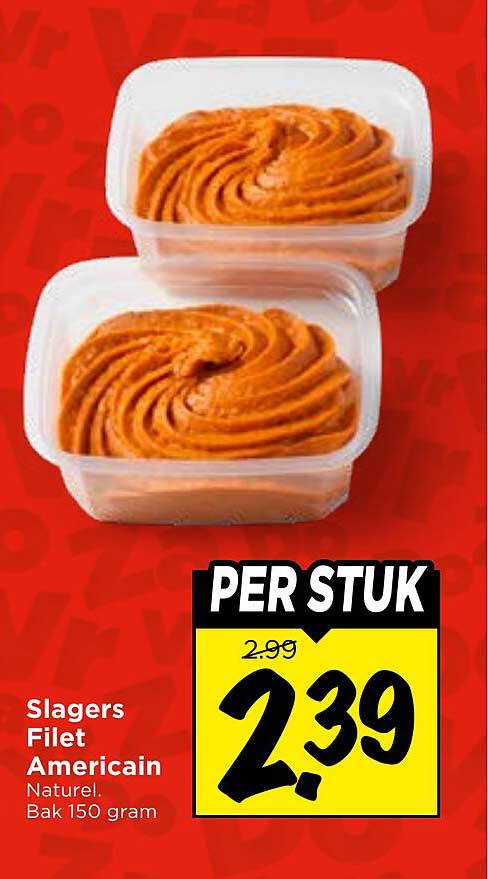 Slagers Filet Americain Naturel Bak 150 gram per stuk