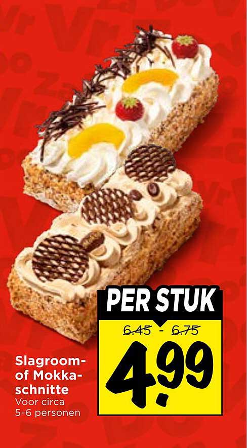 Slagroom- of Mokka-schnitte voor circa 5-6 personen PER STUK