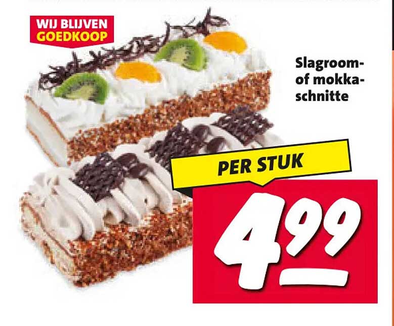 Slagroom- of mokkaschnitte