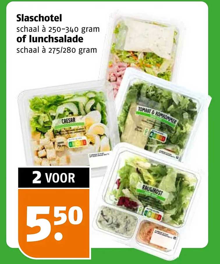 Slaschotel schaal à 250-340 gram of lunchsalade schaal à 275/280 gram 2 voor 5,50