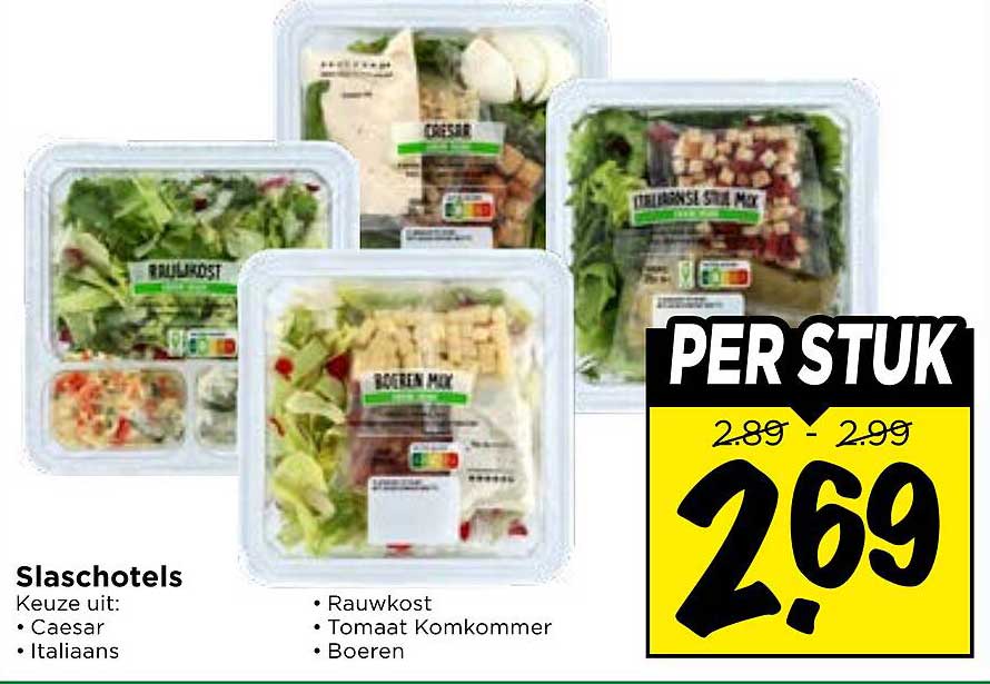 Slaschotels Keuze uit: • Caesar • Italiaans • Rauwkost • Tomaat Komkommer • Boeren PER STUK