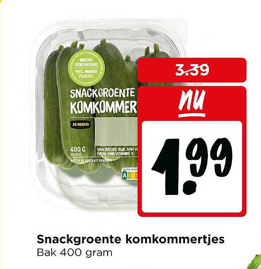 Snackgroente komkommertjes Bak 400 gram