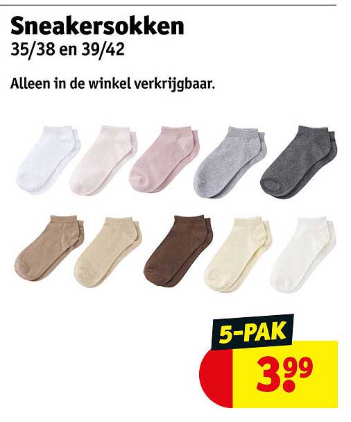 Sneakersokken 35/38 en 39/42
