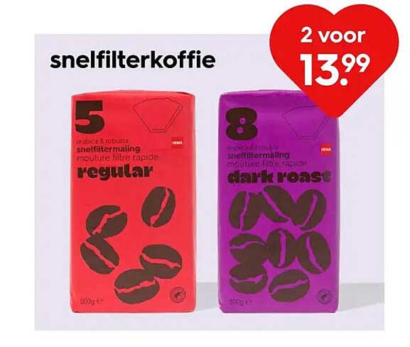 snelfilterkoffie 2 voor 13.99