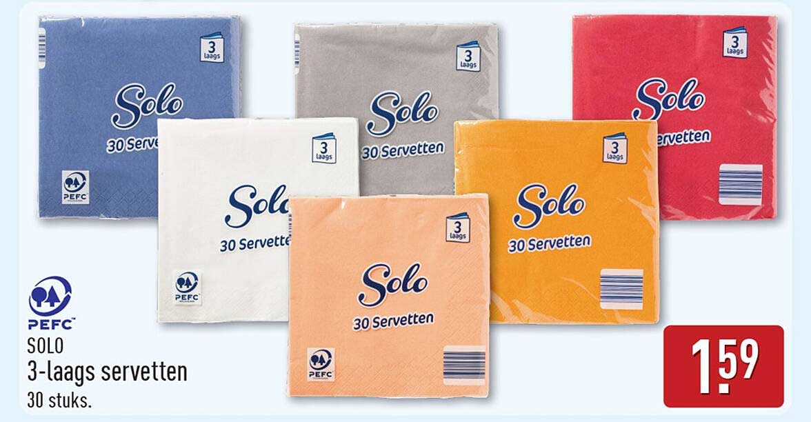 SOLO 3-laags servetten 30 stuks.