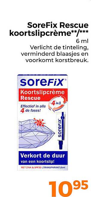 SoreFix Rescue koortslipcrème**/*** 6 ml