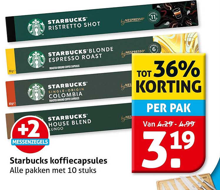 Starbucks koffiecapsules Alle pakken met 10 stuks +2 MESSENZEGELS