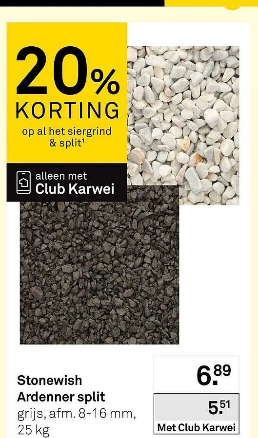 Stonewish Ardener split grijs, afm. 8-16 mm, 25 kg 20% KORTING op al het siergrind & split' alleen met Club Karwei