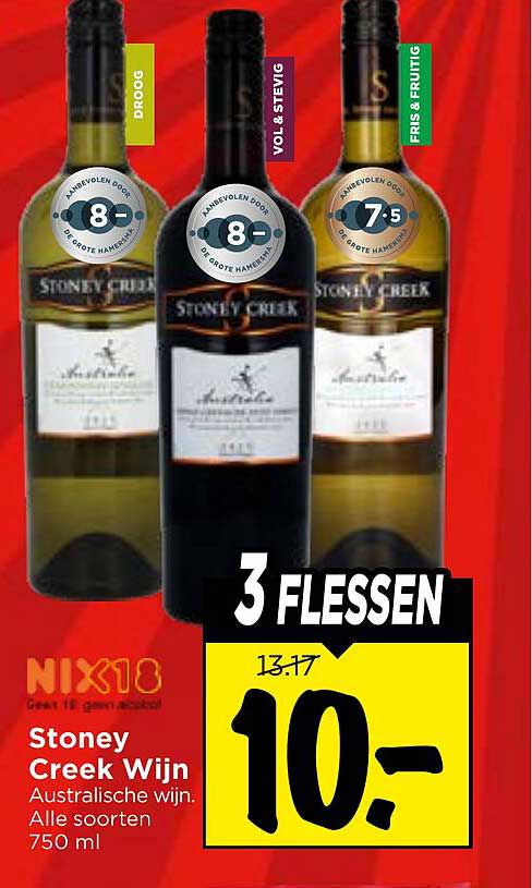Stoney Creek Wijn Australische wijn, Alle soorten 750 ml 3 Flessen